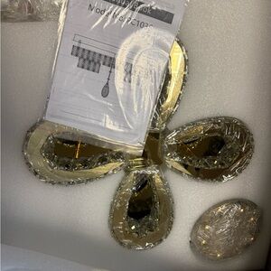 (NEW) Modern Gold Flush Crystal Flush Mount Ceiling Chandelier - 20”x10”